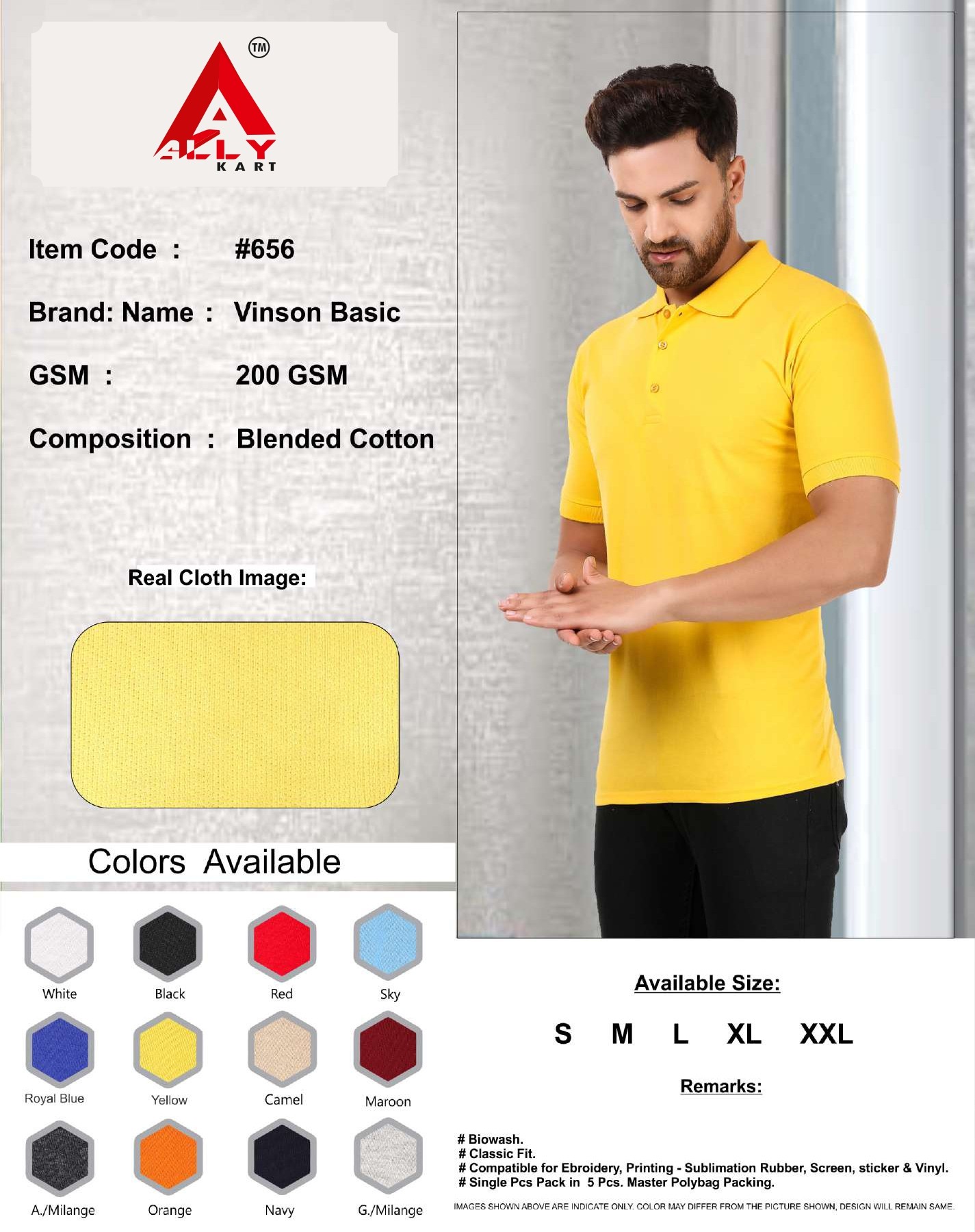 Ally Basic Men's Regular Fit Polo Collar Half Sleeves